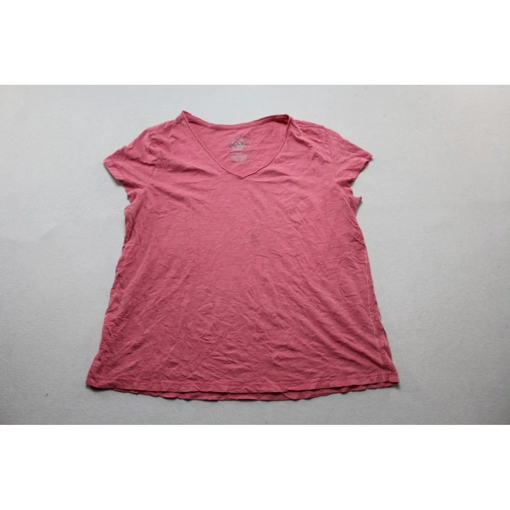 Merona V-Neck Tee Women Double Extra Large Pink Excellent Slub Knit Cotton